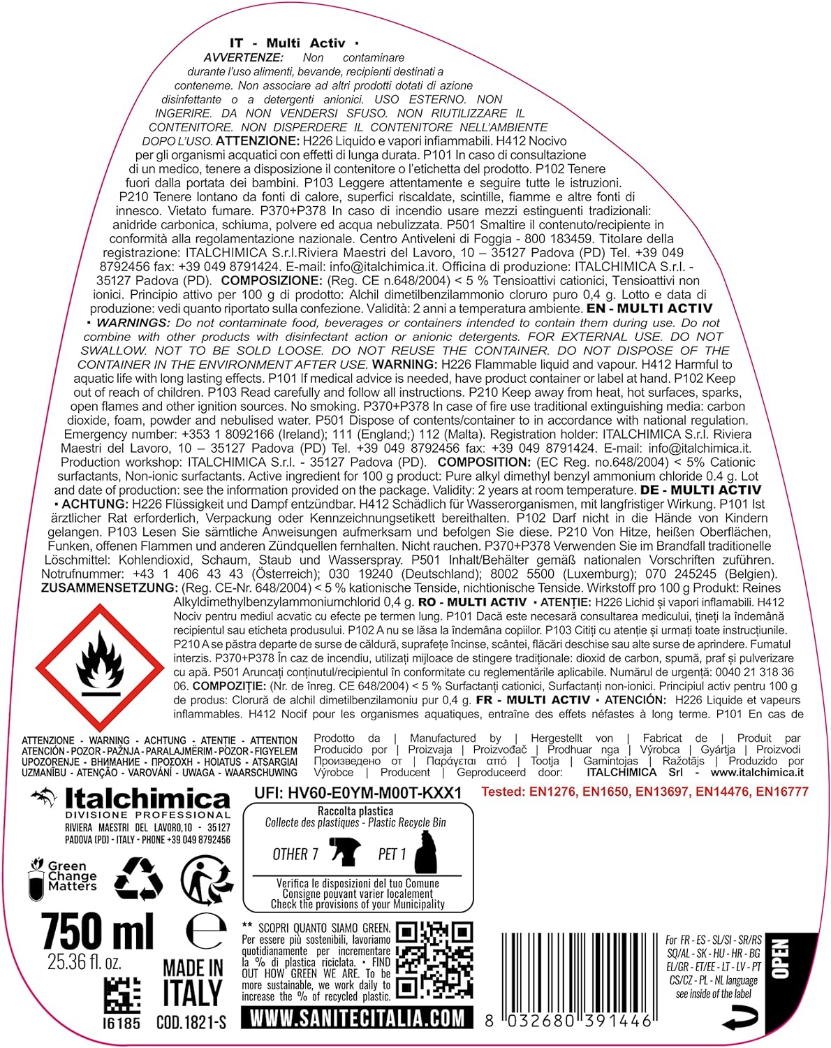 SANITEC MULTI ACTIV - confezione da 6 pezzi x 750ml