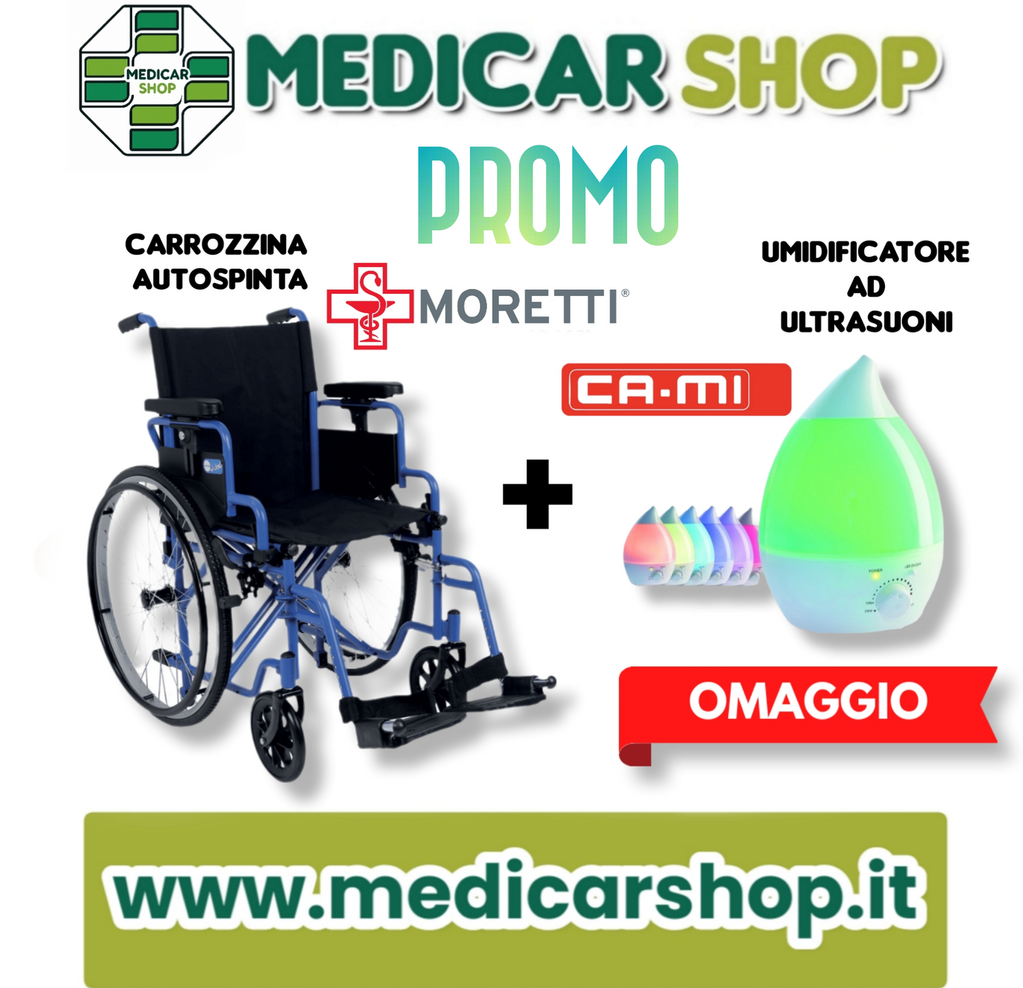 CARROZZINA AUTOSPINTA + UMIDIFICATORE ULTRASUONI in OMAGGIO