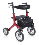 Rollator pieghevole in alluminio verniciato – Colore Rosso – 4 ruote pneumatiche – Ermes
