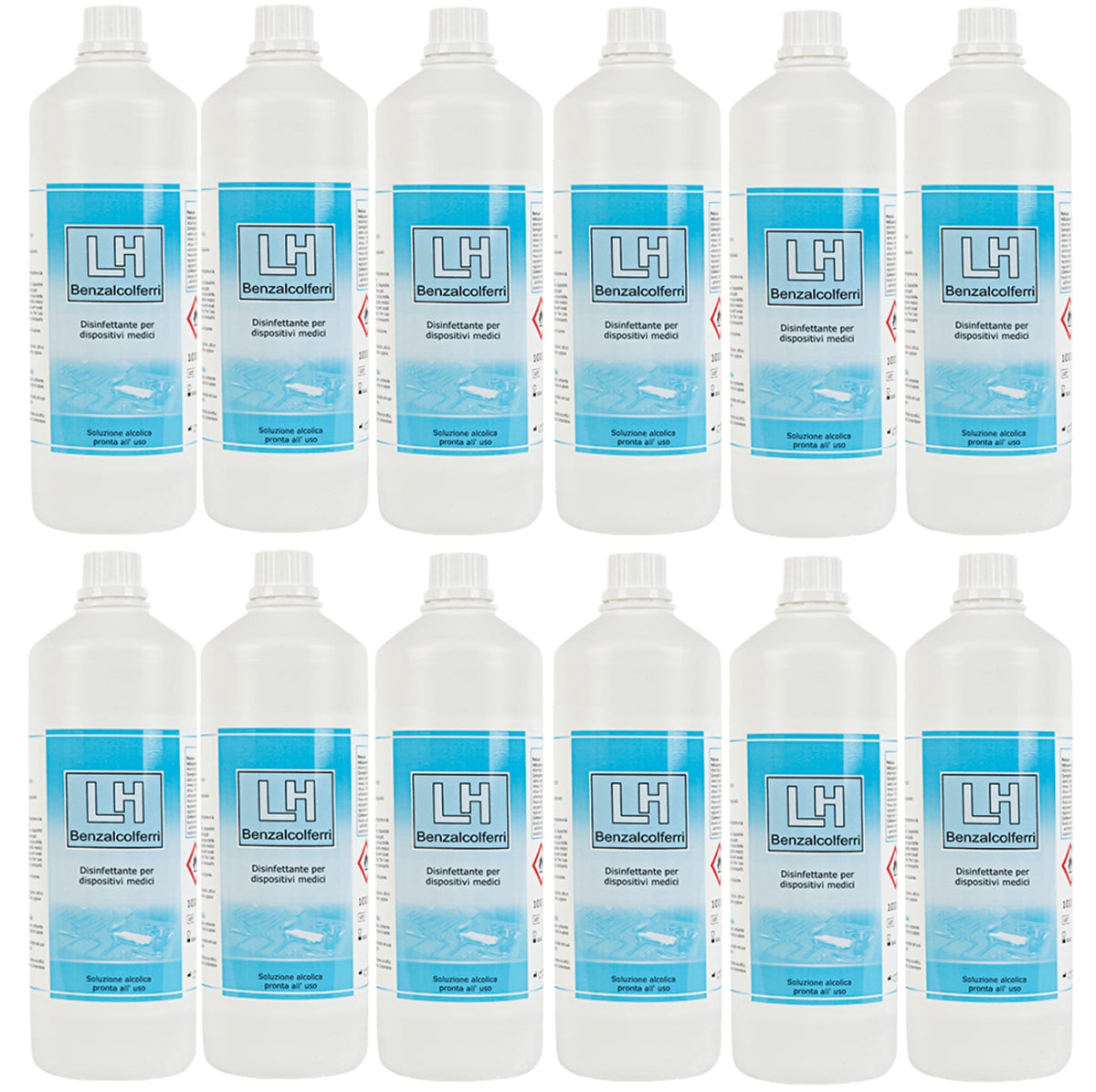 LH BENZALCOLFERRI Disinfettante per dispositivi medici - confezione da 12 pezzi x 1000ml