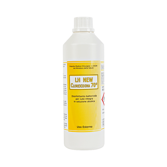 LH NEW CLOREXIDINA 70 Disinfettante battericida per cute integra in soluzione alcolica - confezione da 12 pezzi x 100ml