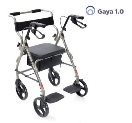 Rollator pieghevole in alluminio verniciato – 4 ruote con seduta e pedane – Doppia funzione – Gaya 1.0