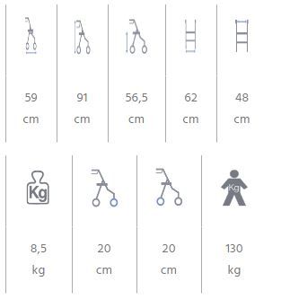 Rollator pieghevole in alluminio verniciato – 4 ruote con seduta e pedane – Doppia funzione – Gaya 1.0