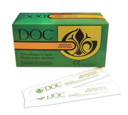 ABBASSALINGUA IN LEGNO MONOUSO STERILE – DOC CONF. 100 PZ.
