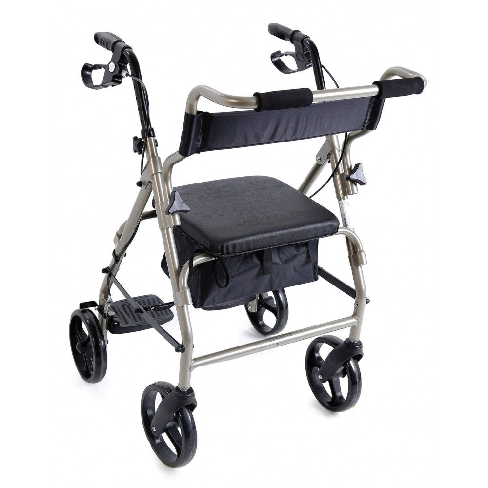 Rollator pieghevole in alluminio verniciato – 4 ruote con seduta e pedane – Doppia funzione – Gaya 1.0