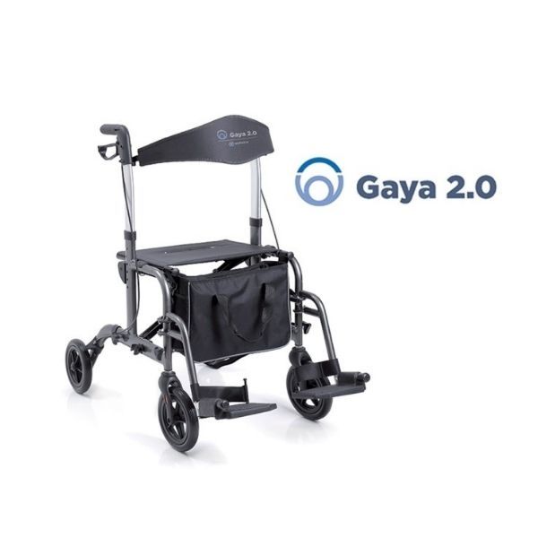 Rollator pieghevole in alluminio verniciato – 4 ruote con seduta e pedane – Doppia funzione – Regolabile in altezza – Gaya 2.0