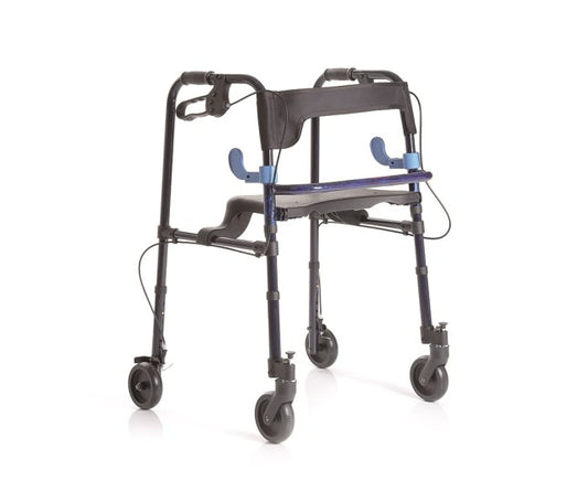 Rollator pieghevole in alluminio verniciato – Con 2 leve – 2 ruote piroettanti con blocco – 2 ruote fisse con freni